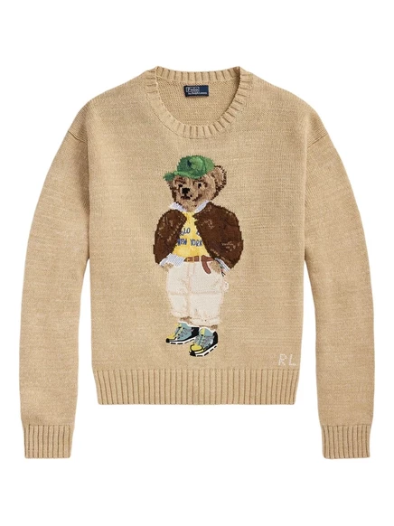 Женский джемпер Polo Ralph Lauren с интарсией Polo Bear, бежевый