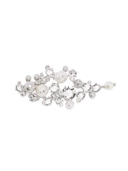 Брошь Swarovski с кристаллами и жемчугом, серебристая
