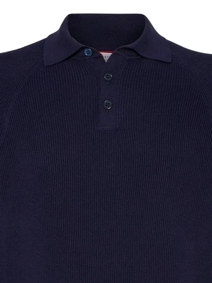 Мужское поло Brunello Cucinelli из хлопка, синее