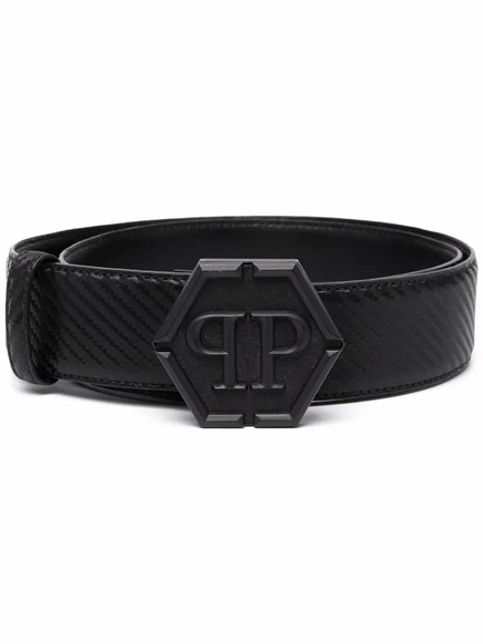 Мужской ремень Philipp Plein с пряжкой Hexagon, черный