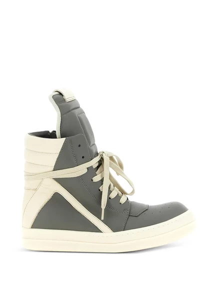 Женские высокие кеды Rick Owens Geobasket кожаные, серые