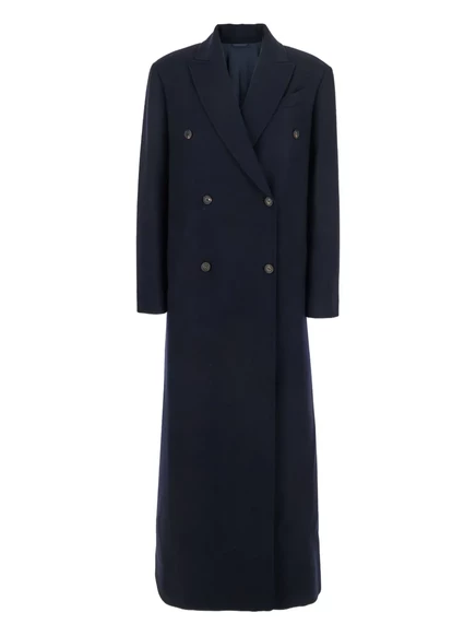 Женское пальто Brunello Cucinelli двубортное, синее