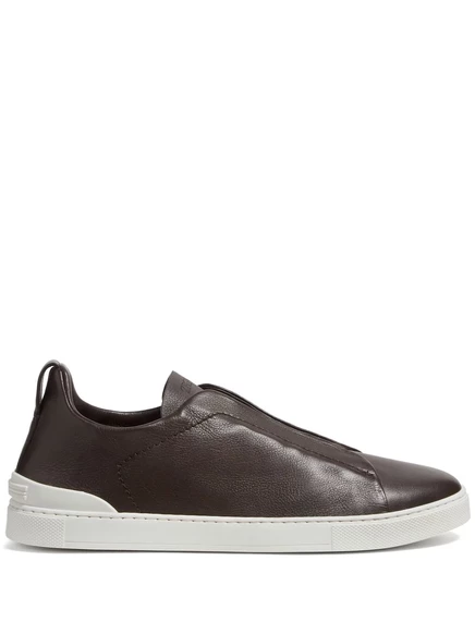 Мужские слипоны Zegna Triple Stitch из кожи, коричневые