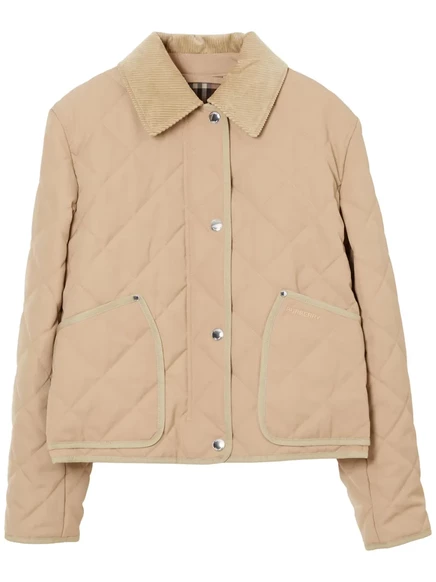 Женская стеганая куртка Burberry с отложным воротником, песочная