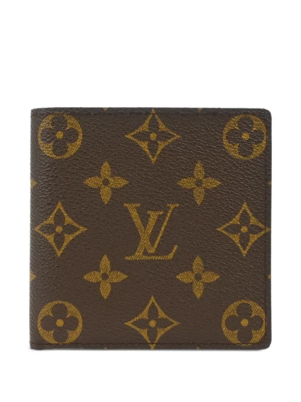 Холщовый двойной кошелек с монограммой, бывший в употреблении у Louis Vuitton brown