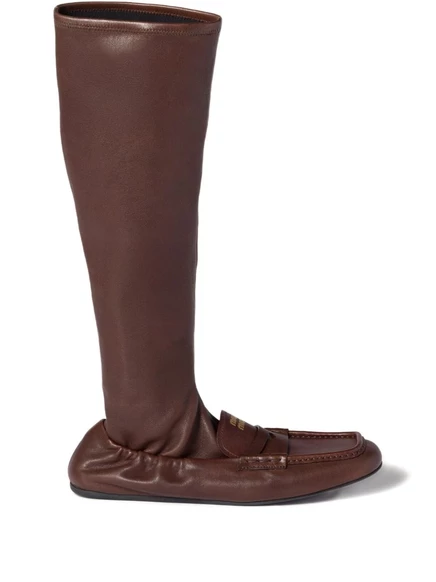 Кожаные мокасины Miu Miu brown