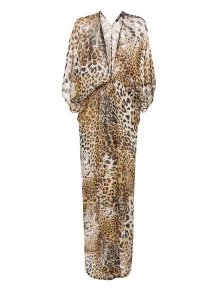 Женское пляжное платье Roberto Cavalli из шёлка, леопард