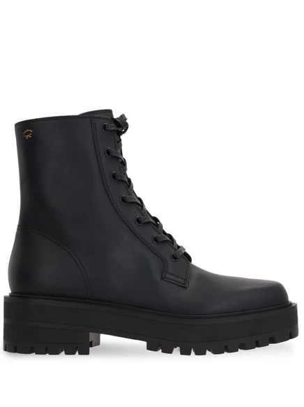 Кожаные ботинки с вышитым логотипом Gianvito Rossi black