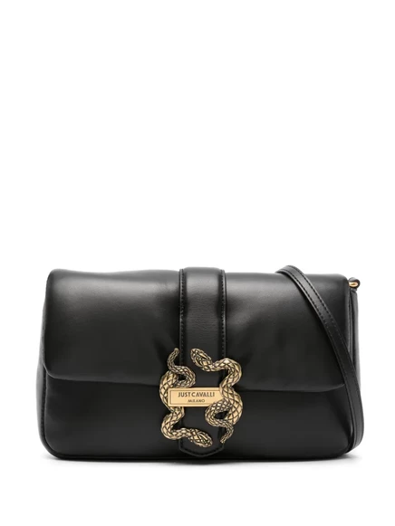 Женская сумка-тоут Just Cavalli Iconic Snakes из искусственной кожи с пластиной-логотипом, черная