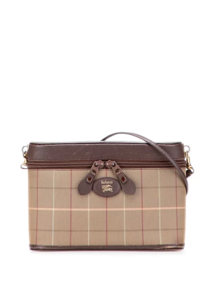 Бывшая в употреблении винтажная холщовая сумка Burberry 20-го века в клетку через плечо brown