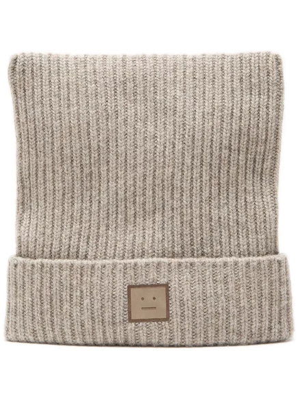 Шапка Acne Studios Face Logo, бежевая