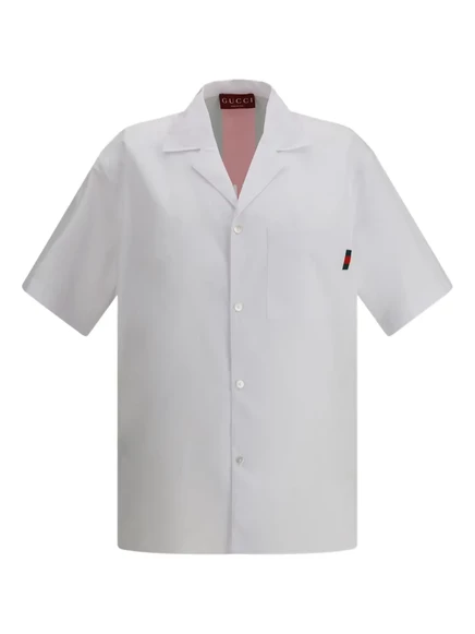 Рубашка с логотипом Gucci с коротким рукавом 9000|bianco