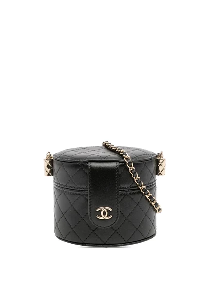 Женская сумка CHANEL Pre-Owned мини-кейс стеганая из ягнячьей кожи, черная