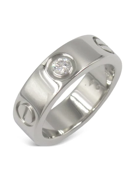 Кольцо Cartier платиновое с бриллиантом, серебристое