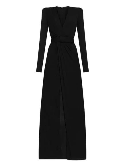 Платье DSQUARED2 с запахом спереди и длинными рукавами black