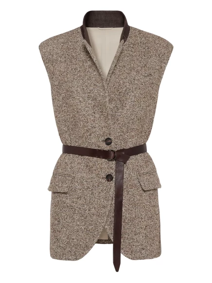 Женский жилет Brunello Cucinelli с поясом, коричневый