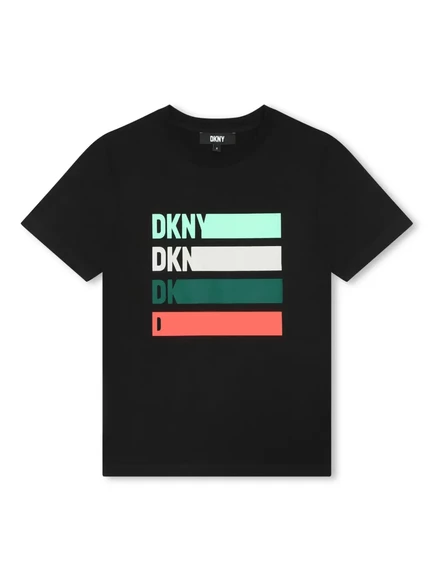 Хлопковая футболка с логотипом Dkny Kids black