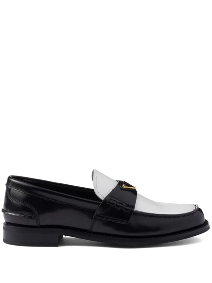 Двухцветные мокасины из матовой кожи Prada black
