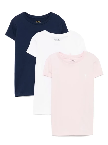 Детская хлопковая футболка POLO RALPH LAUREN с круглым вырезом (комплект из трех предметов) blue