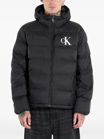 Мужской пуховик Calvin Klein с капюшоном, черный