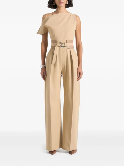 Сшитый на заказ комбинезон Manière De Voir Valerie с открытыми плечами и поясом neutrals