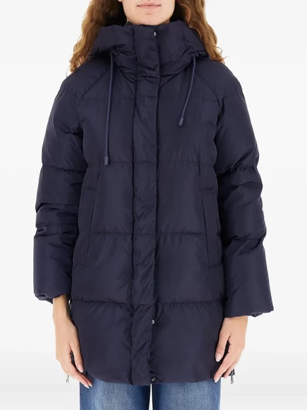 Женский пуховик Weekend Max Mara с капюшоном, темно-синий