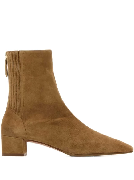 Замшевые ботильоны Aquazzura 35 мм Saint Honorè на массивном каблуке brown