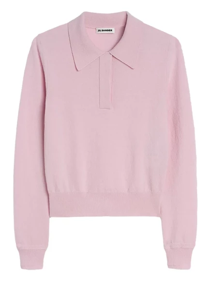 Женский шерстяной свитер-поло Jil Sander, светло-розовый