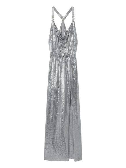 Женское макси-платье Versace Medusa '95 из кольчужной сетки, серебристое