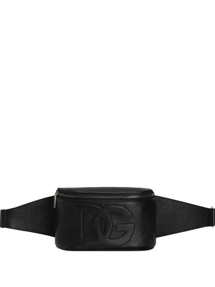 Мужская сумка на пояс Dolce & Gabbana кожаная, черная