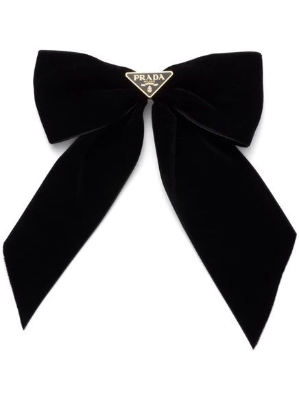 Заколка для волос с бархатным бантом Prada black