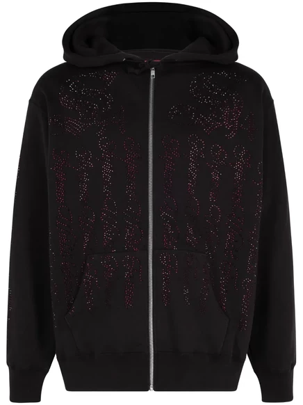 Толстовка с капюшоном, украшенная кристаллами Supreme black