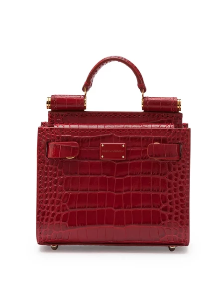 Женская сумка-тоут Dolce & Gabbana Micro Sicily 62 кожаная, рубиновая