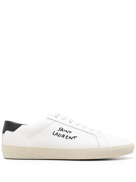 Кроссовки с низким верхом, вышитые логотипом Saint Laurent white