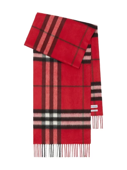 Кашемировый шарф Burberry в клетку, ярко-красный