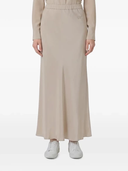 Женская шелковая юбка макси Max Mara M Monogram, бежевая