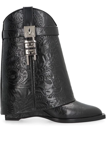 Женские кожаные сапоги Givenchy Shark Lock Cowboy, 60 мм, черные