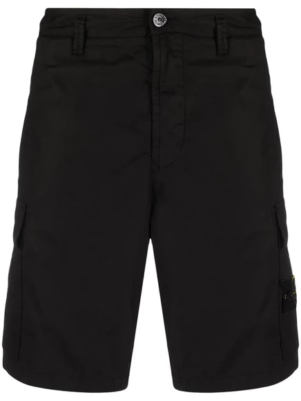 Мужские карго-шорты Stone Island с нашивкой Compass, черные