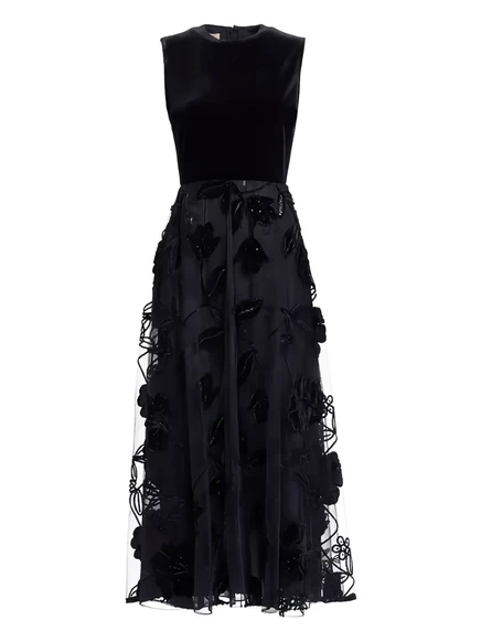 Макси-платье Elie Saab с цветочным рисунком без рукавов black