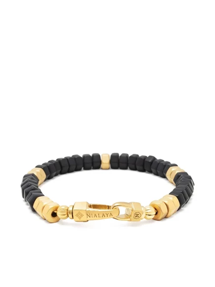 Мужской браслет Nialaya Jewelry с бусинами, черный