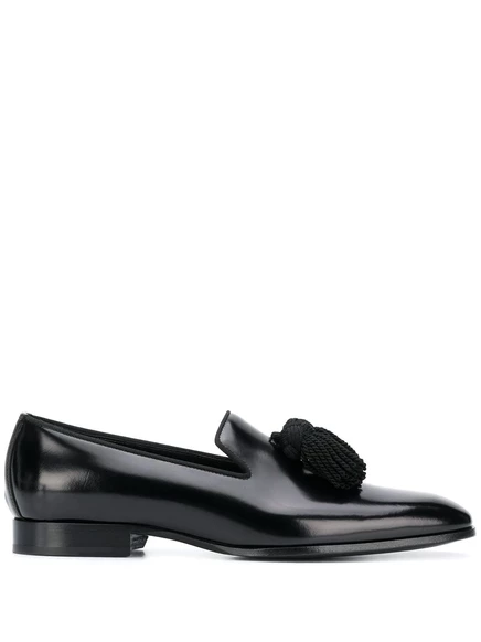 Мужские кожаные лоферы Jimmy Choo Foxley с кисточками, черные