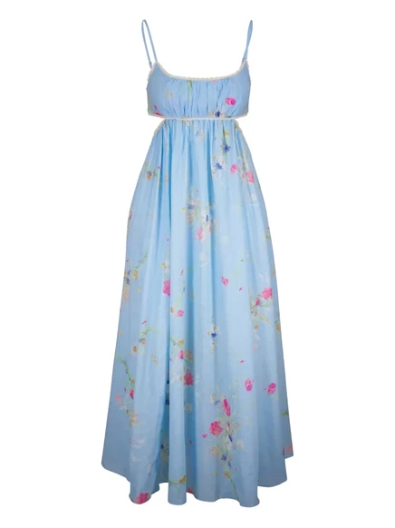 Женское платье Zimmermann Lucky Picnic макси, светло-голубое