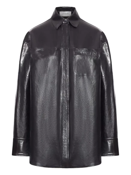 Женская кожаная куртка Sportmax с накладными карманами, черная