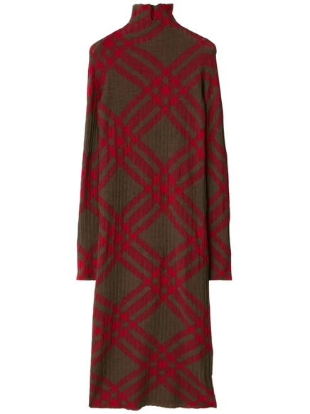 Женское платье Burberry в клетку, шерстяной микс, зеленое