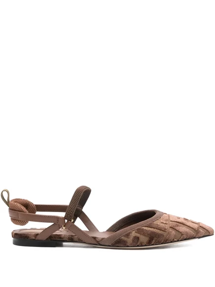 Женские туфли Fendi с узором FF, коричневые