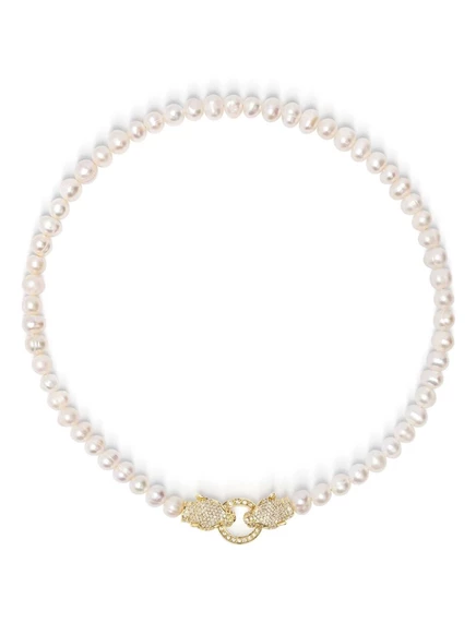 Женское ожерелье Nialaya Jewelry Panther Head с жемчугом, белое
