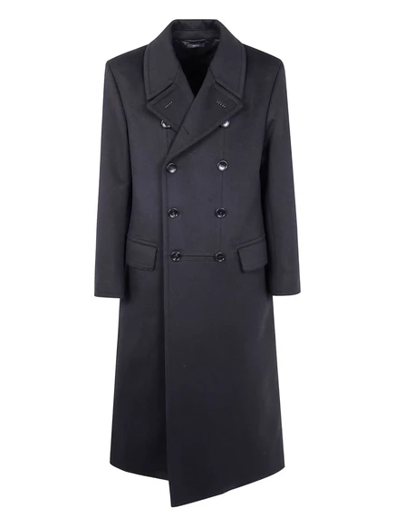 Мужское двубортное шерстяное пальто Tom Ford, черное