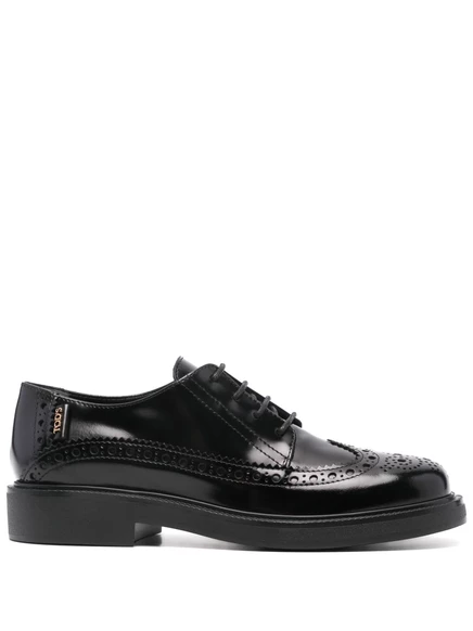 Женские броги Tod's кожаные с лейблом, черные