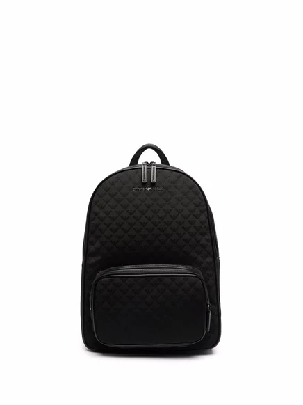 Рюкзак на молнии с жаккардовым логотипом Emporio Armani black