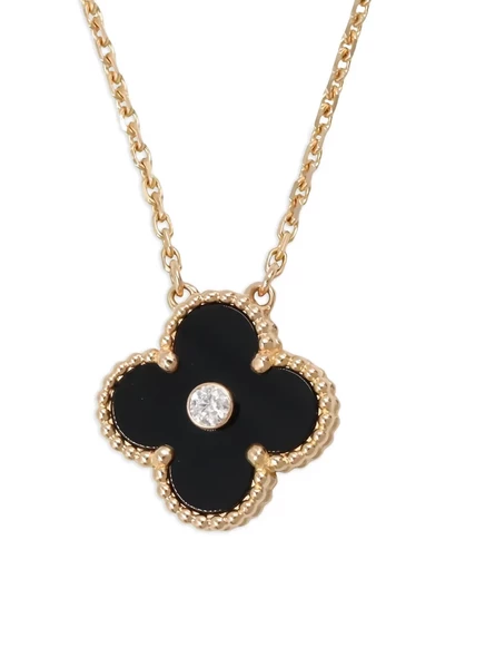 Женское ожерелье Van Cleef & Arpels Alhambra 18K розовое золото с ониксом